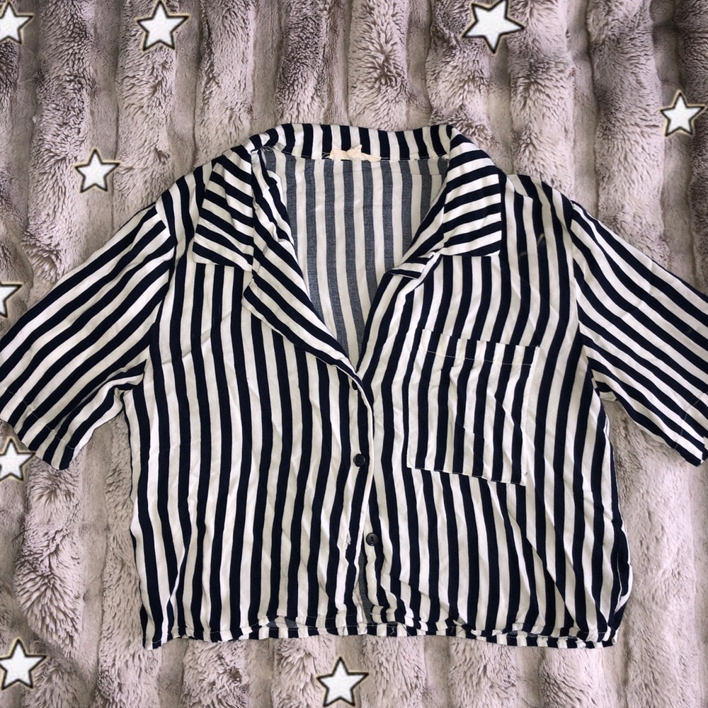 Pacsun Stripped Cropped Button Up